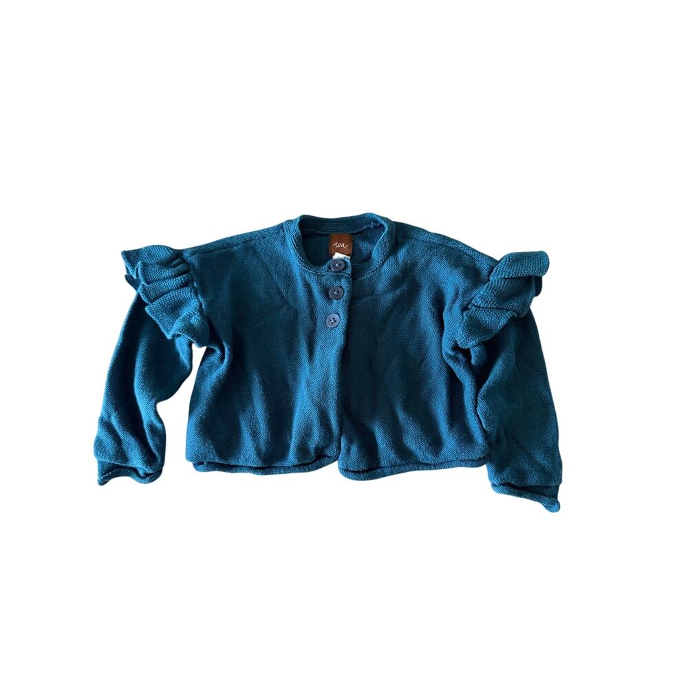 Charming Tea Collection Girls' Teal Blue Cotton Knit Cardigan